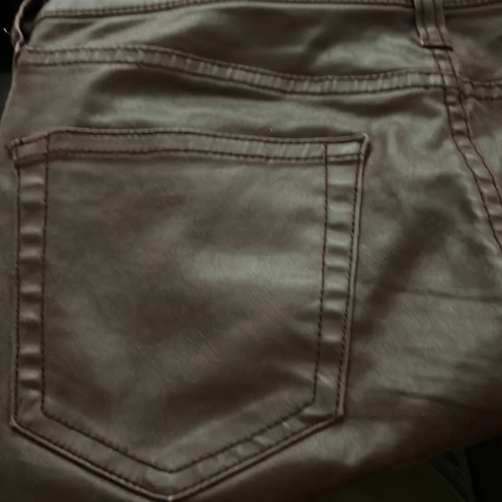 Pilcro and the‎ Letterpress faux brown leather skinny lace up leg pants Sz 25